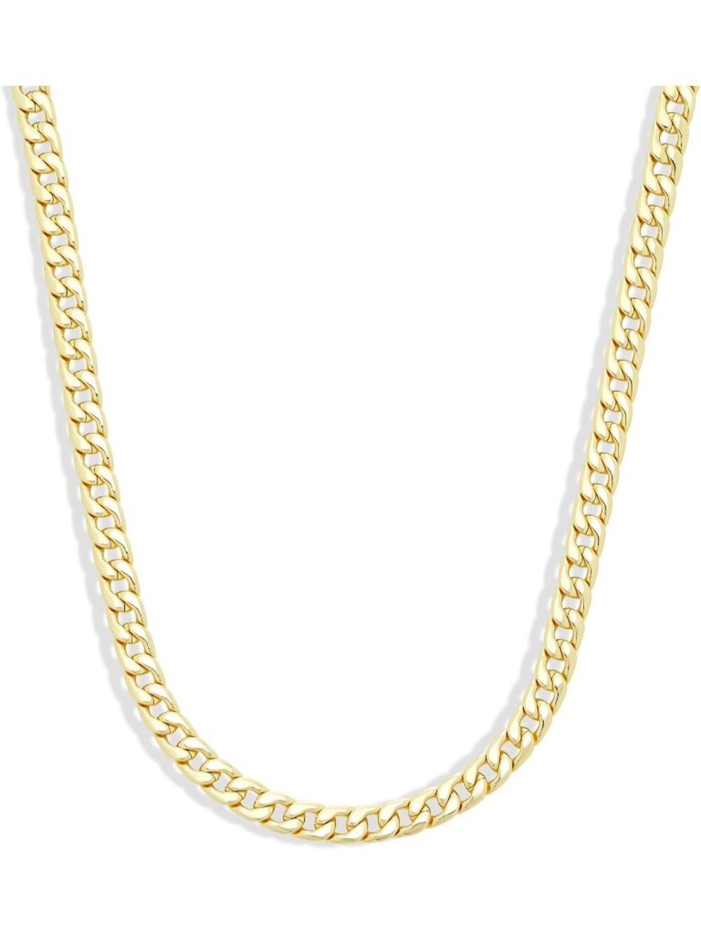 Unisex Yellow Gold 7mm Flat Curb Chain Necklace Plated Chunky Link Jewelry